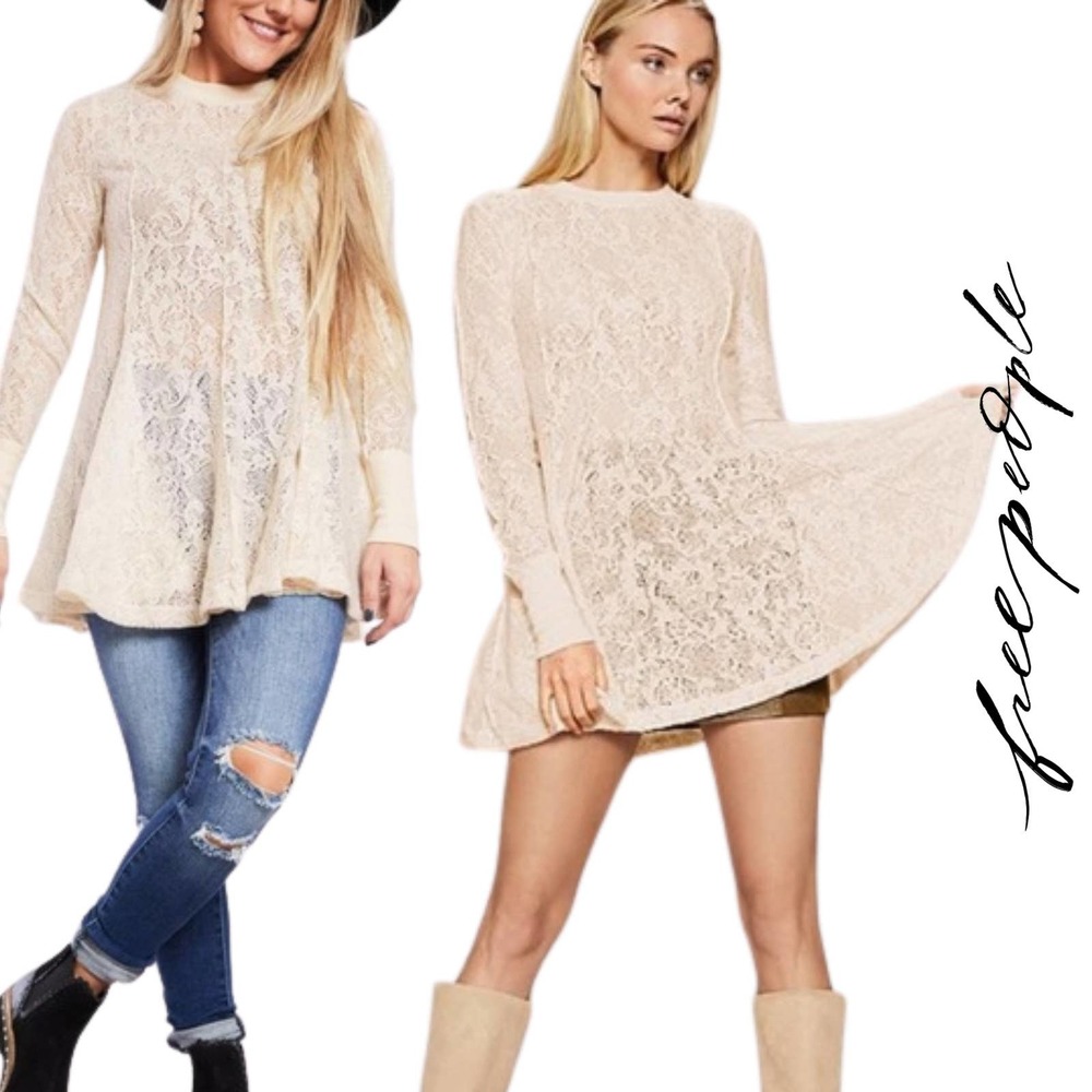 Free People NWT Coffee in the Morning Tunic Cream